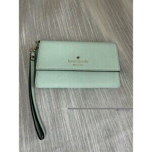 Kate Spade Trifold Wallet Turquoise - Gold Accents- Used - Card holder & Mirror